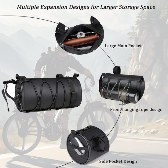 Fietstas - Stuurtas Fiets - Frametas - Schouderriem - Waterdichte tas - MTB - Racefiets - Fietsaccessoires - Opbergtas - Schoudertas - 23.5*11*11CM - Zwart — afbeelding 3