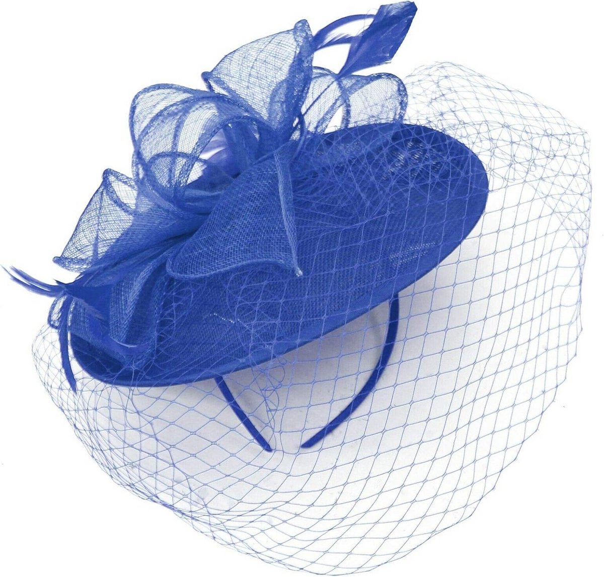 Elegante Sinamay Fascinator met Vogelkooi Sluier voor Bruiloft of Ascot