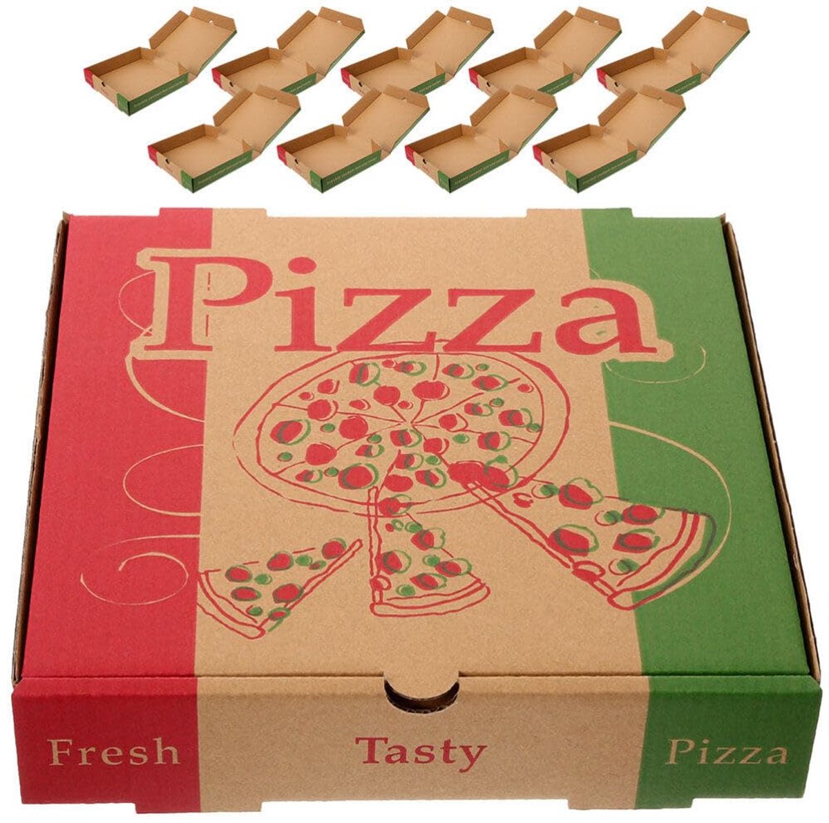 Pizza Dozen - Afmetingen 18,5 x 18,5 x 4 cm - 10 Stuks