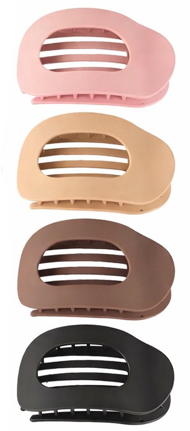 4 Pièces - Pinces à cheveux - Pince à cheveux plate pour femmes - Barrette - Marron, Noir, Rose, Marron clair