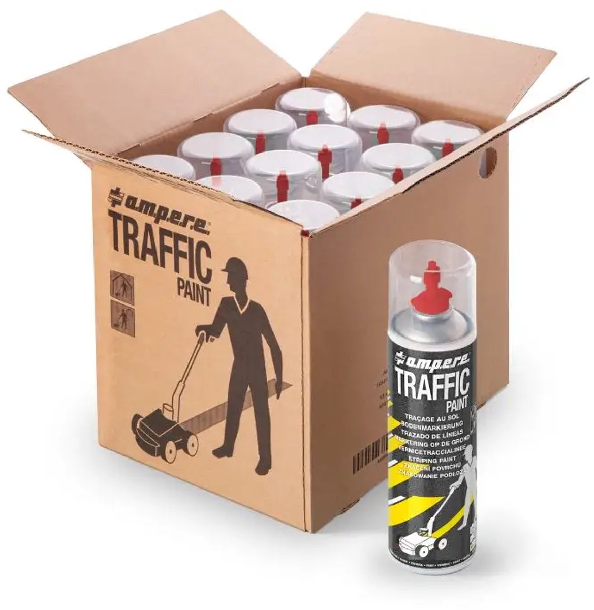 Ampere Traffic Paint markeerverf - rood | 12 x 500 ml
