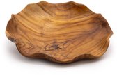 Gladde ronde fruitschaal van teakhout - 28x29x4 cm