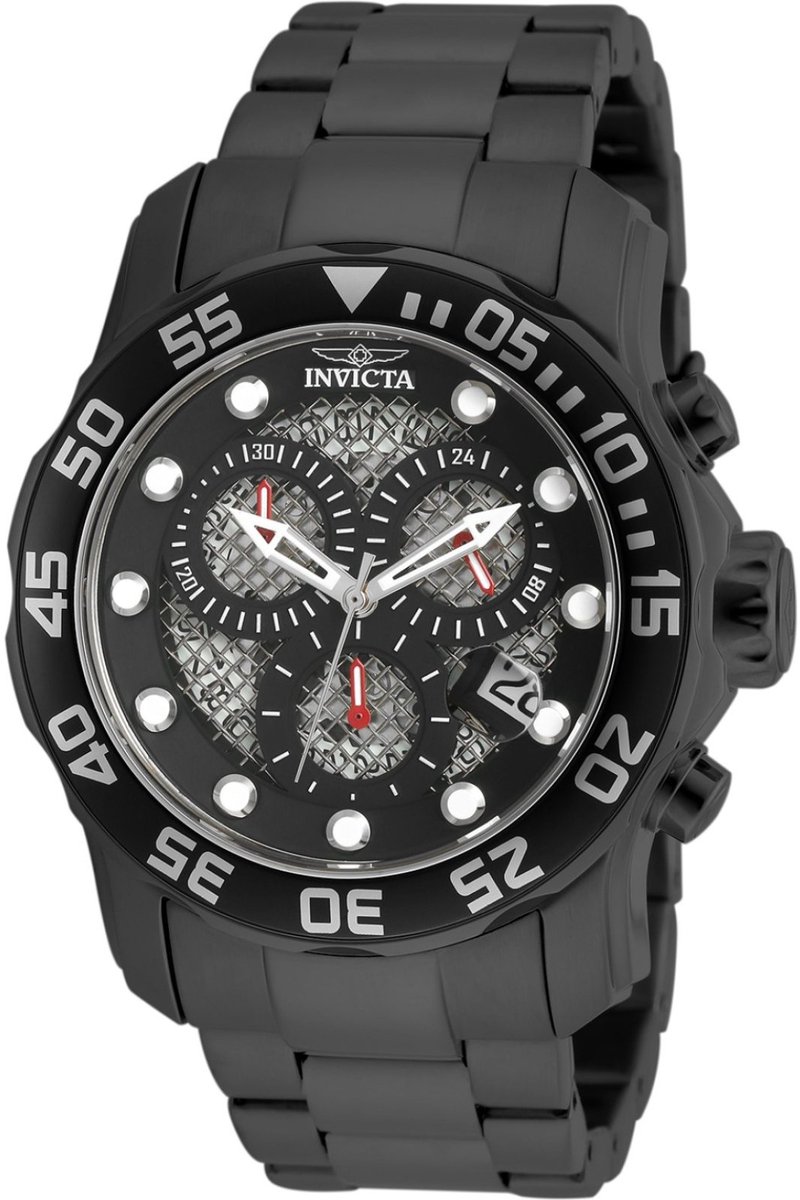 Invicta Pro Diver - SCUBA 19838 Heren Horloge - Waterdicht - Analoog - Quartz Uurwerk - Roestvrij Staal met zwarte Wijzerplaat - 49mm