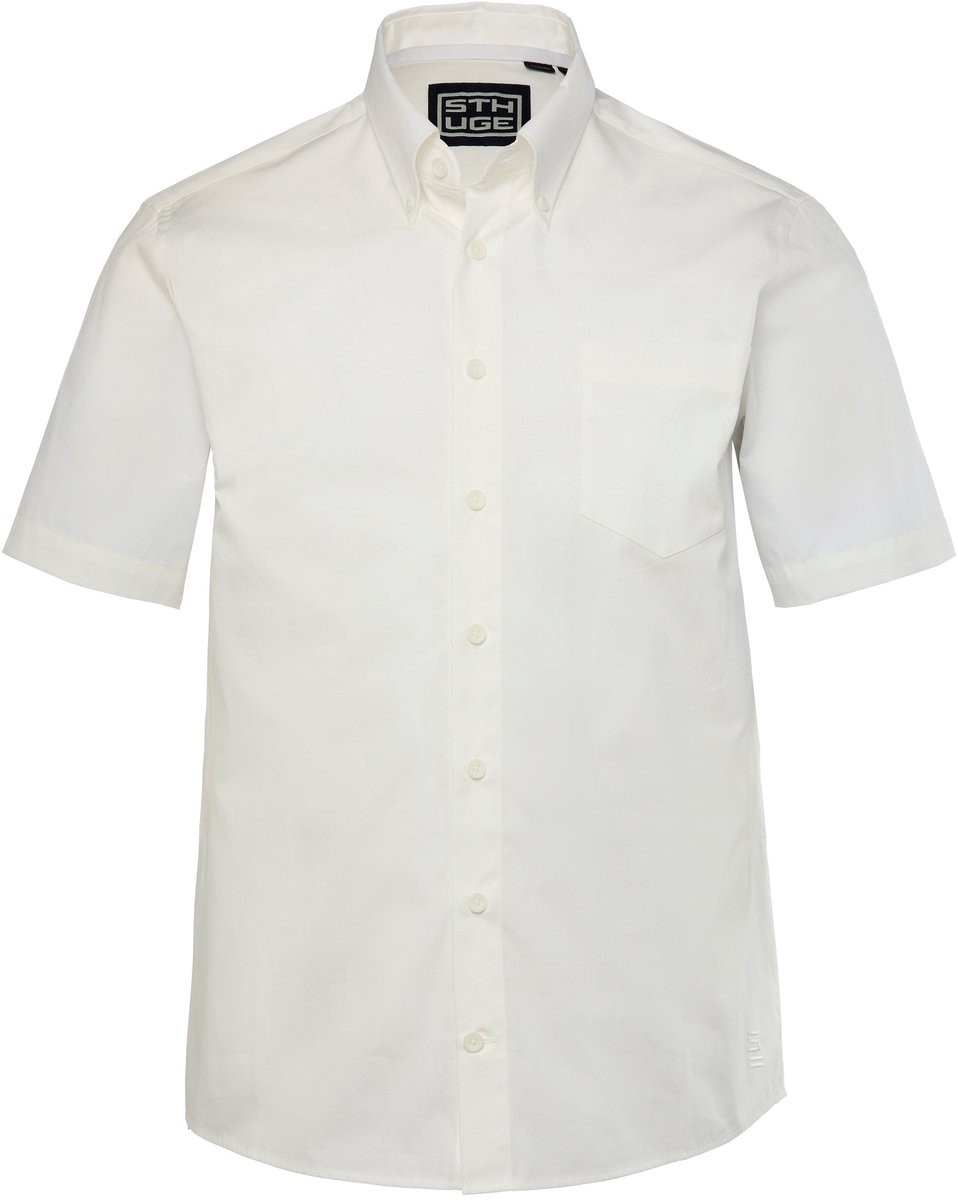 STHUGE - Heren - Overhemd halflange mouwen buttondown-kraag boxy fit - Sneeuwwit - Maat 7XL