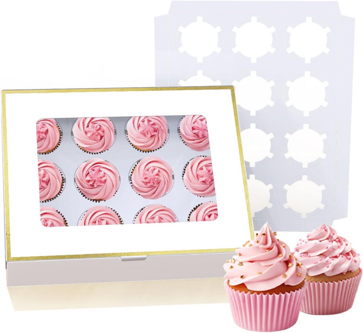 20 Stuks Cupcake Dozen met 12 Vakjes - Taartverpakking voor Muffins