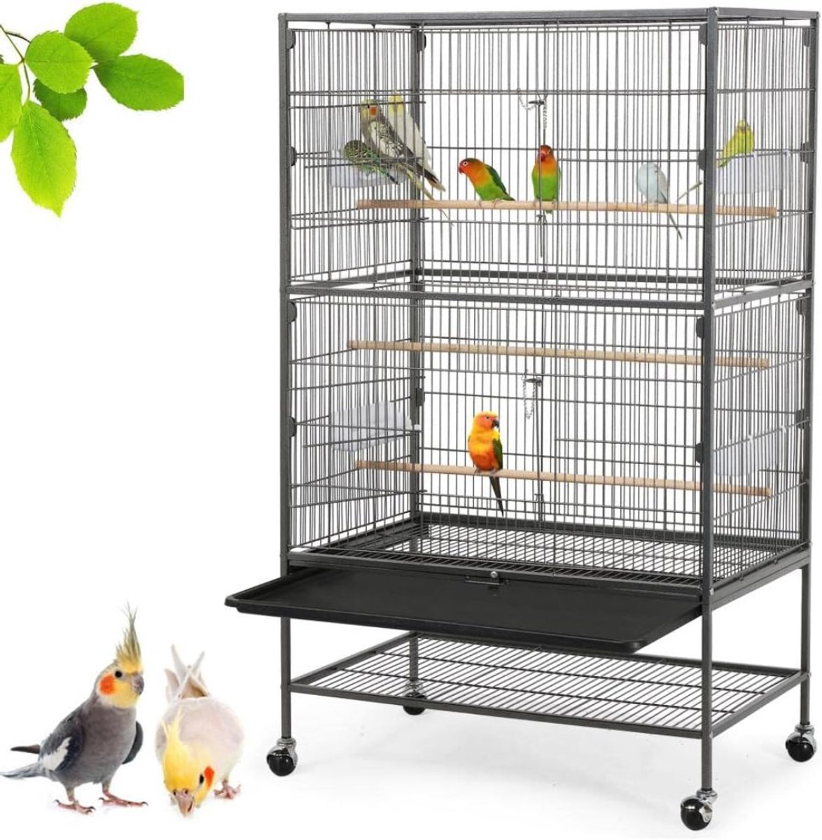 RONN® Kamervoliere - Vogelvoliere - Voliere - Zwart - 79cm x 52cm x 132cm