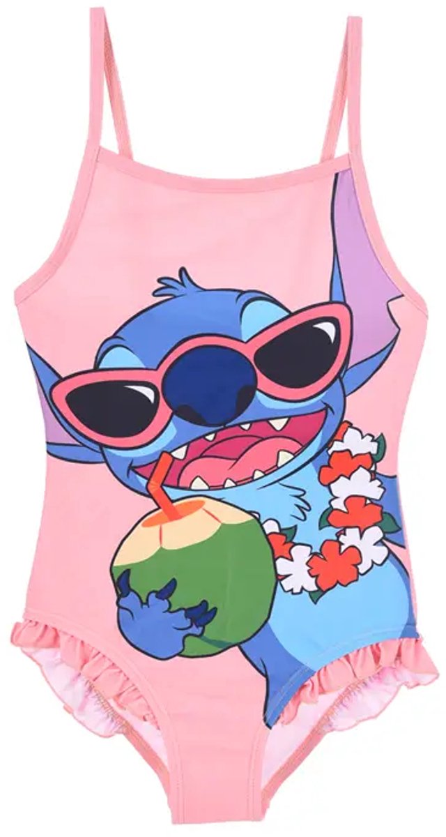Disney Stitch Badpak Meisjes – Roze – Ruffle Details – Maten 122/128 – Officiële licentie