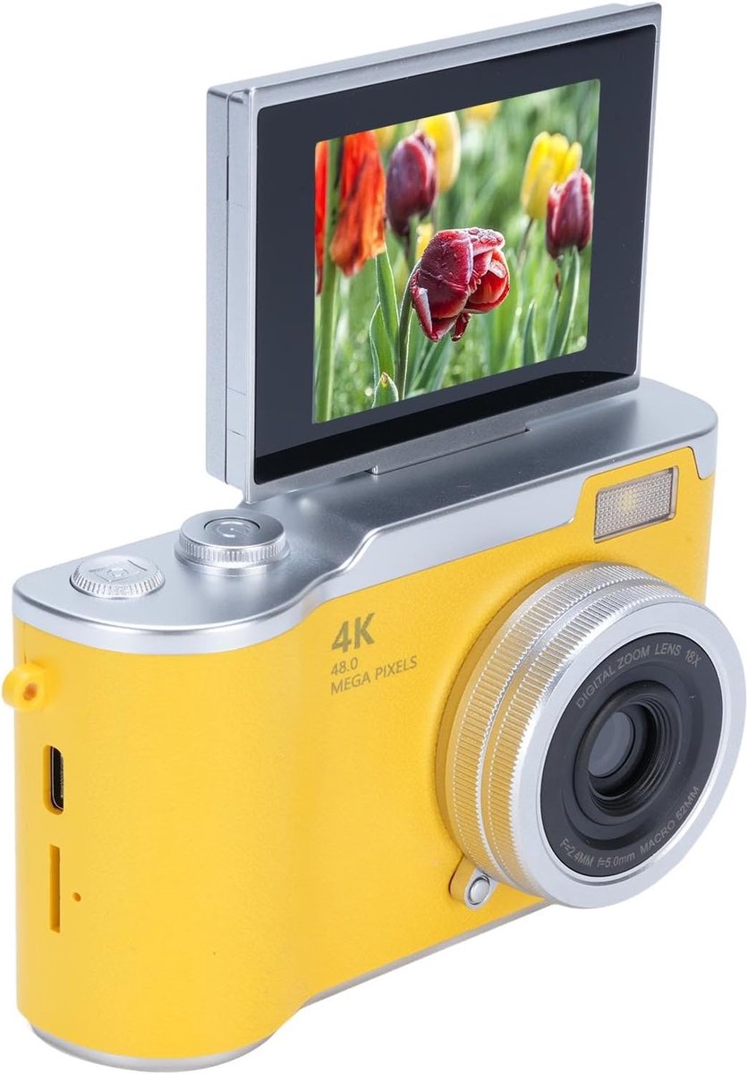 pinnacle living Digitale camera - 1080P HD 48MP digitale point-and-shoot camera met 2,4 inch HD-klapscherm, ingebouwde LED-vullamp, 8x digitale zoom, voor tieners en studenten thumbnail 3