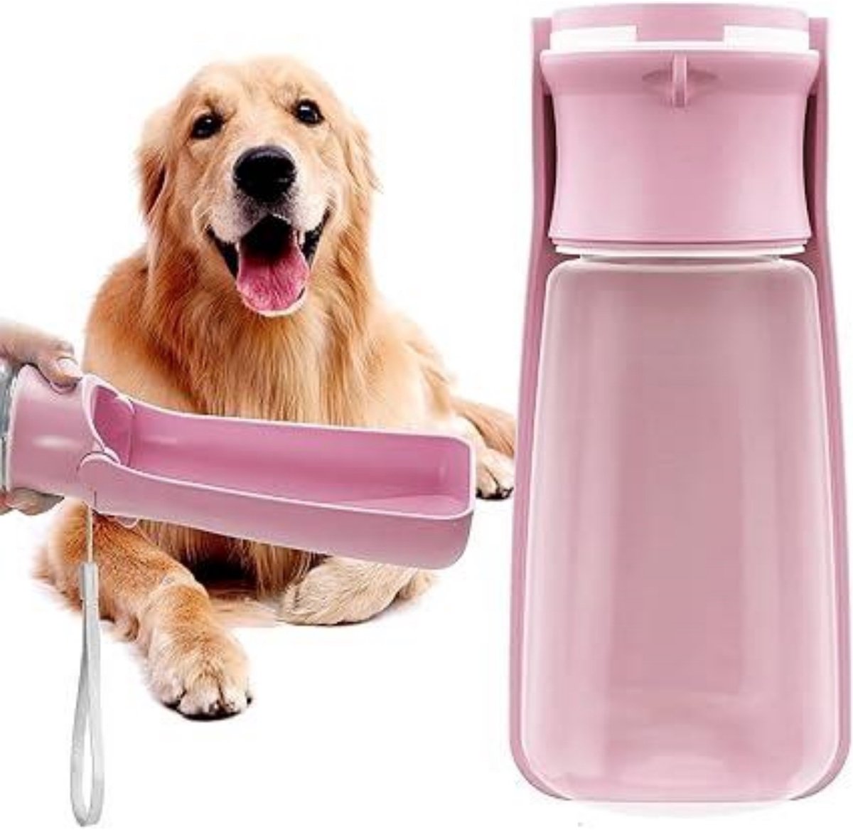 GELLDG Hondenwaterflessen - 550ml Fles met Drinkbak - Opvouwbare Hondendrankfles - Draagbaar & Lichtgewicht voor Onderweg - Geschikt voor Kleine, Middelgrote en Grote Honden - Plastic Huisdierfles voor Wandel, Reizen en Training