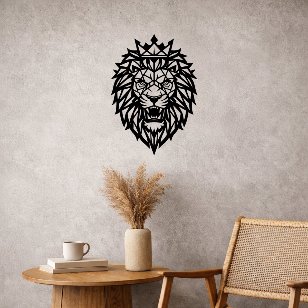 BR2Laser Koning Leeuw – Wanddecoratie – Lasergesneden Hout – Dierenkunst – 35 cm Breed