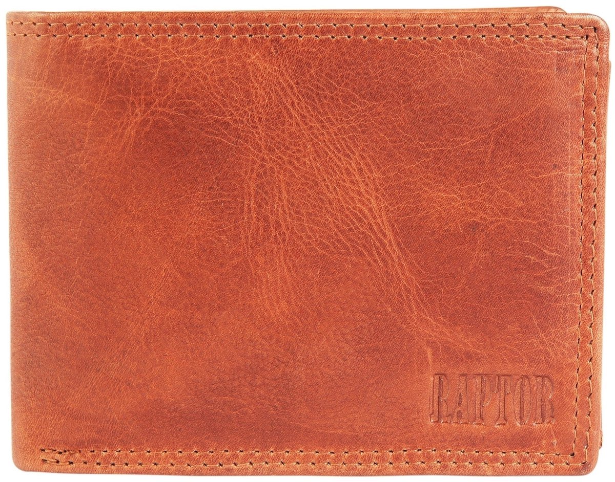 Raptor Herenportemonnee horizontaal echt leer RA40005 Herenportemonnee van echt leer. 12 x 9 cm.