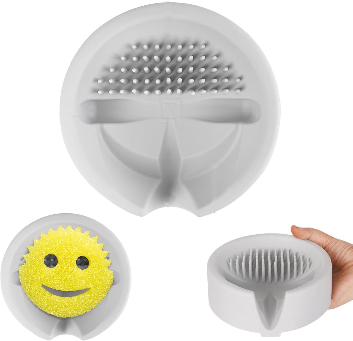 Allecto - Sponsenhouder - Keuken - Drain - Siliconen - Innoverend ontwerp - Orde en reiniging - Geschikt voor keuken - Grijs - Duurzaam silicone