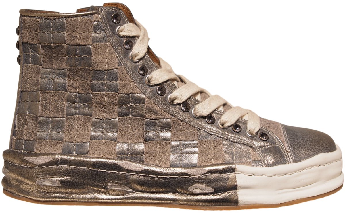 Rebecca White Zwave Cross 115 platin suede lin Zilver