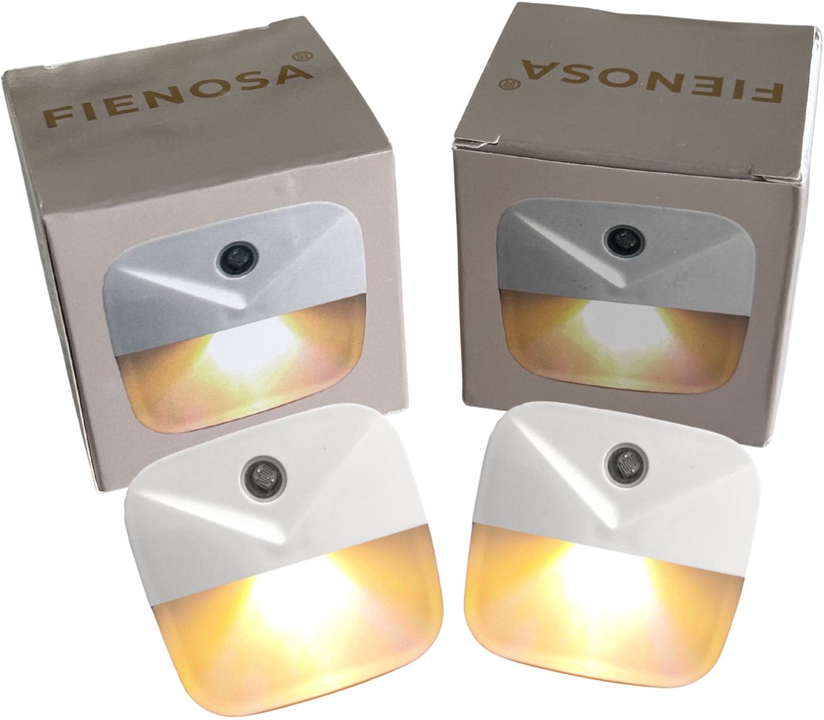 Fienosa LED 2X Nachtlampje Stopcontact - 2-Pack - LED - Warm Wit Licht - Dag & Nacht Sensor