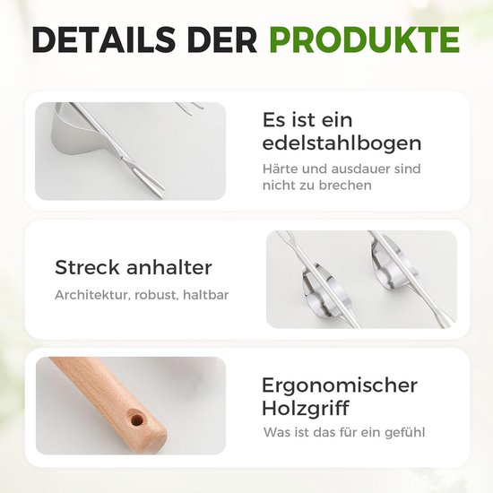 Onkruidsteker - Houten Handvat - 2-in-1 Hark & Schoffel - Voor Graven Wieden Losmaken - Tuingereedschap - RVS van Merkloos	 — afbeelding 2