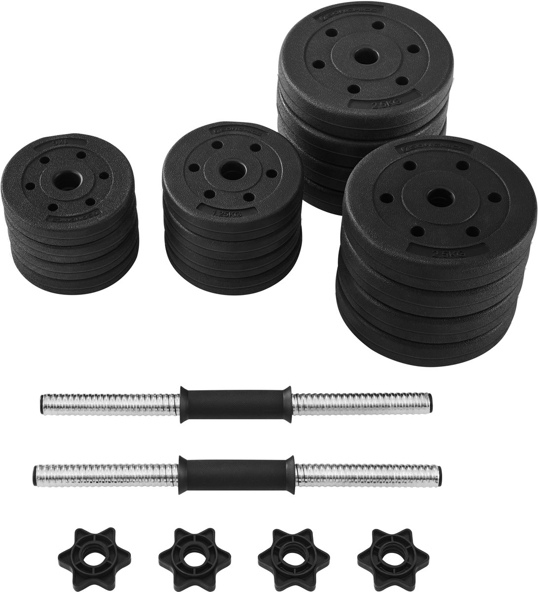 SONGMICS - Dumbells - Dumbells Set - 30 kg - Kunststof Halterstangen - Ideaal voor Krachttraining Thuis