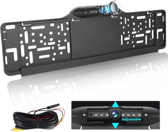 Kentekenplaat Camera - Achteruitrijcamera - Veilig Parkeren - 7 LED Nachtzicht - Europees Frame