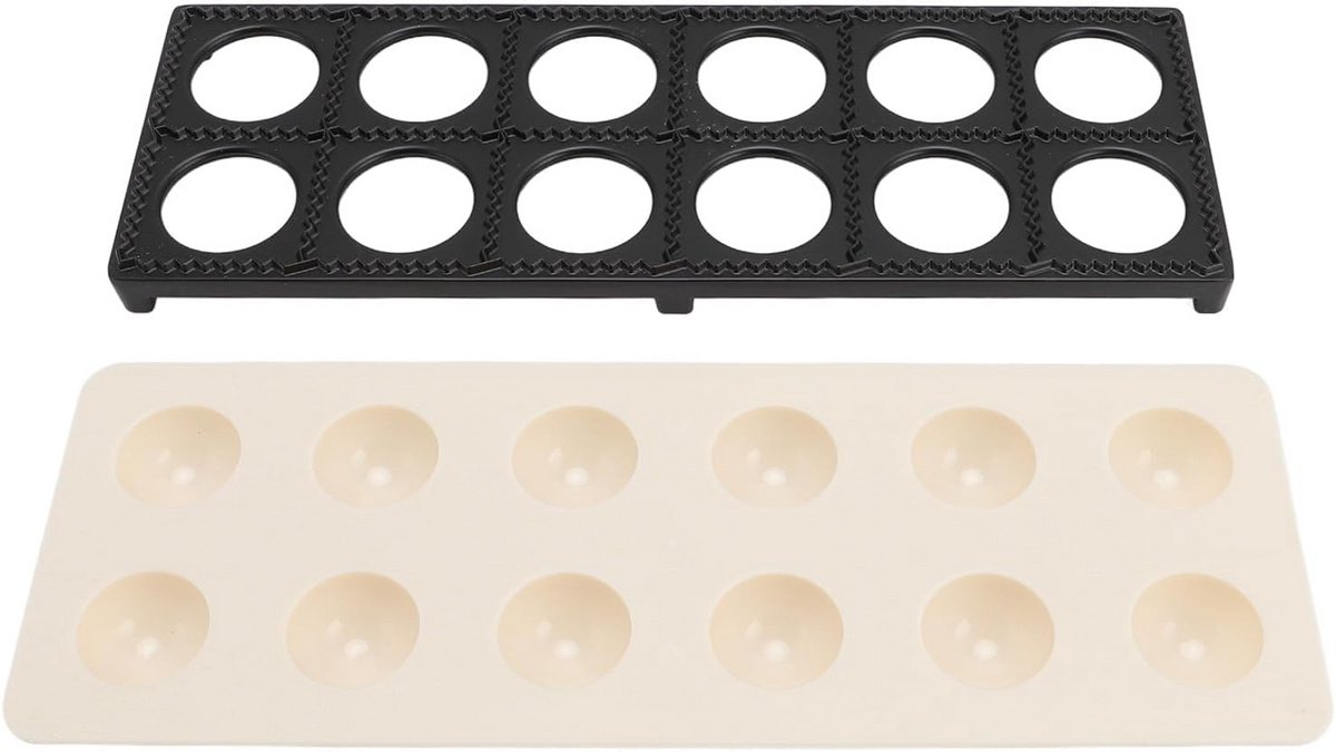 Ravioli Maker - Deegpers Dumpling - Zelfgemaakte Pasta - 12 Holtes Vormen - 30.5 x 11 cm