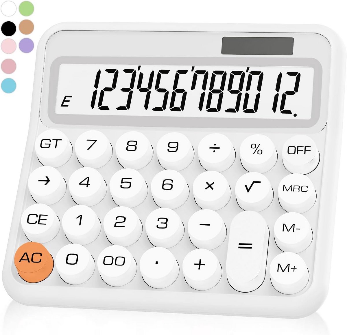 Witte Rekenmachine - Bureau Accessoire - Thuis Kantoor School - Groot LCD Scherm - 12 Cijfers - Wit