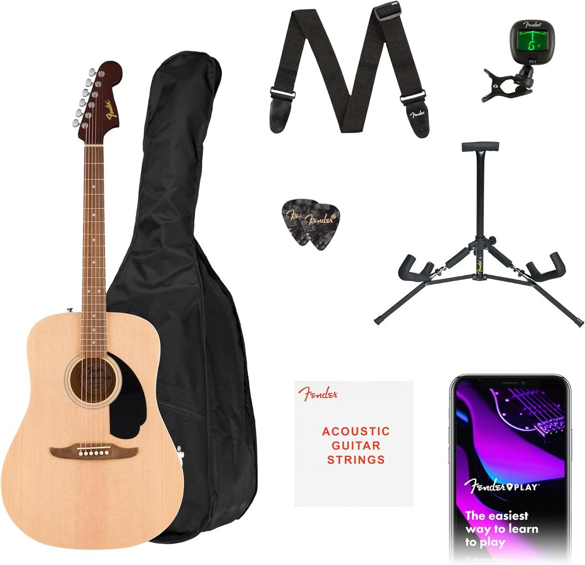 Akoestische Gitaar Set - Western Gitaar - Muziek Maken - Compleet Pakket - Natural