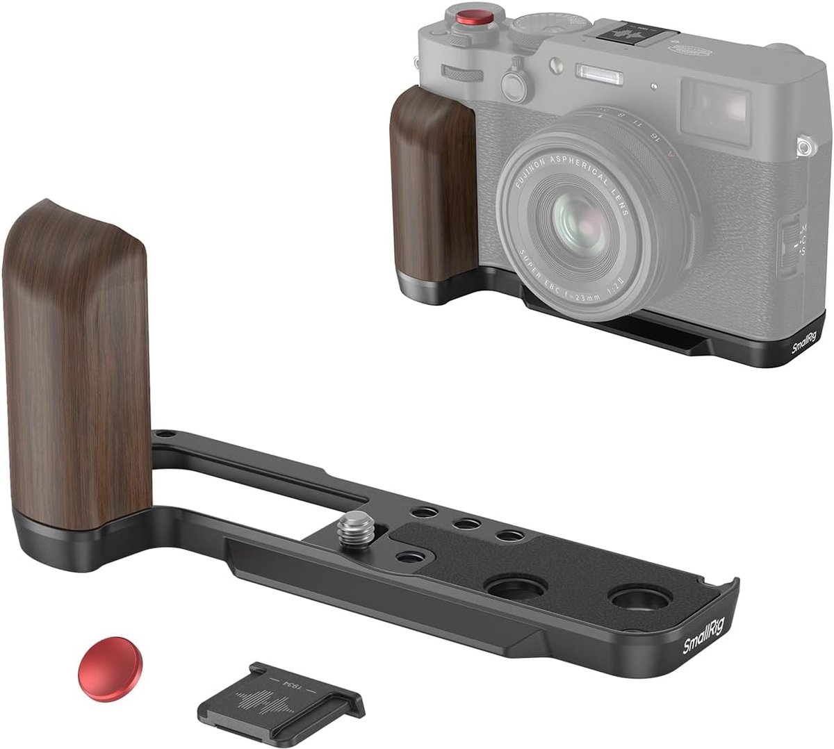 Camera Handgreep - Houten L-vormig - Verbeterde Grip - Arca Swiss Plaat - 13cm Lengte - Zwart