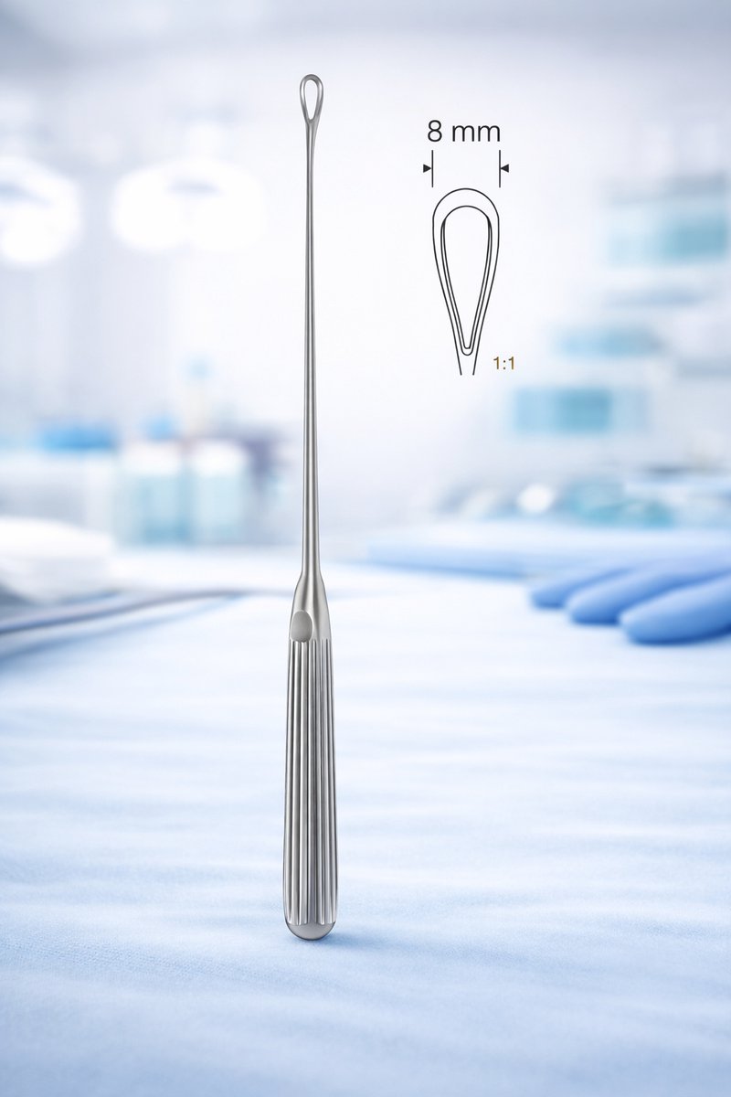 Benelux Surgical Instruments / Sims Curette 8 mm – 31 cm – RVS Gynaecologisch Instrument
