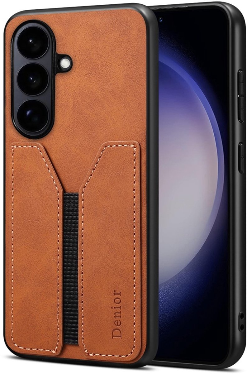 Denior Geschikt voor Samsung Galaxy S26 hoesje - Backcover met kaarthouder - Bruin