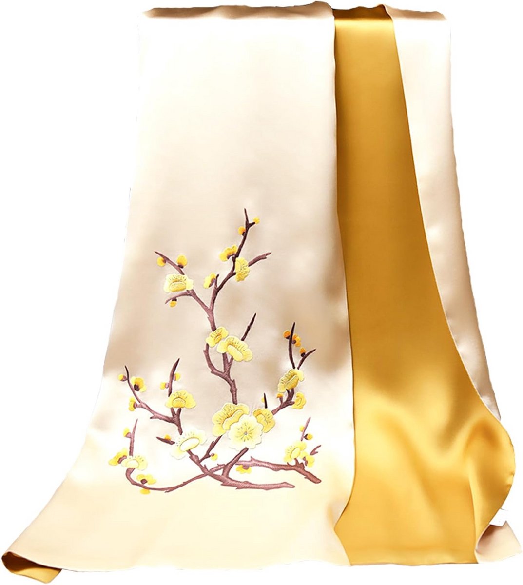 Zijden Sjaal - Dames Accessoire - Lente Herfst - Hand Geborduurd - 160cm Lang