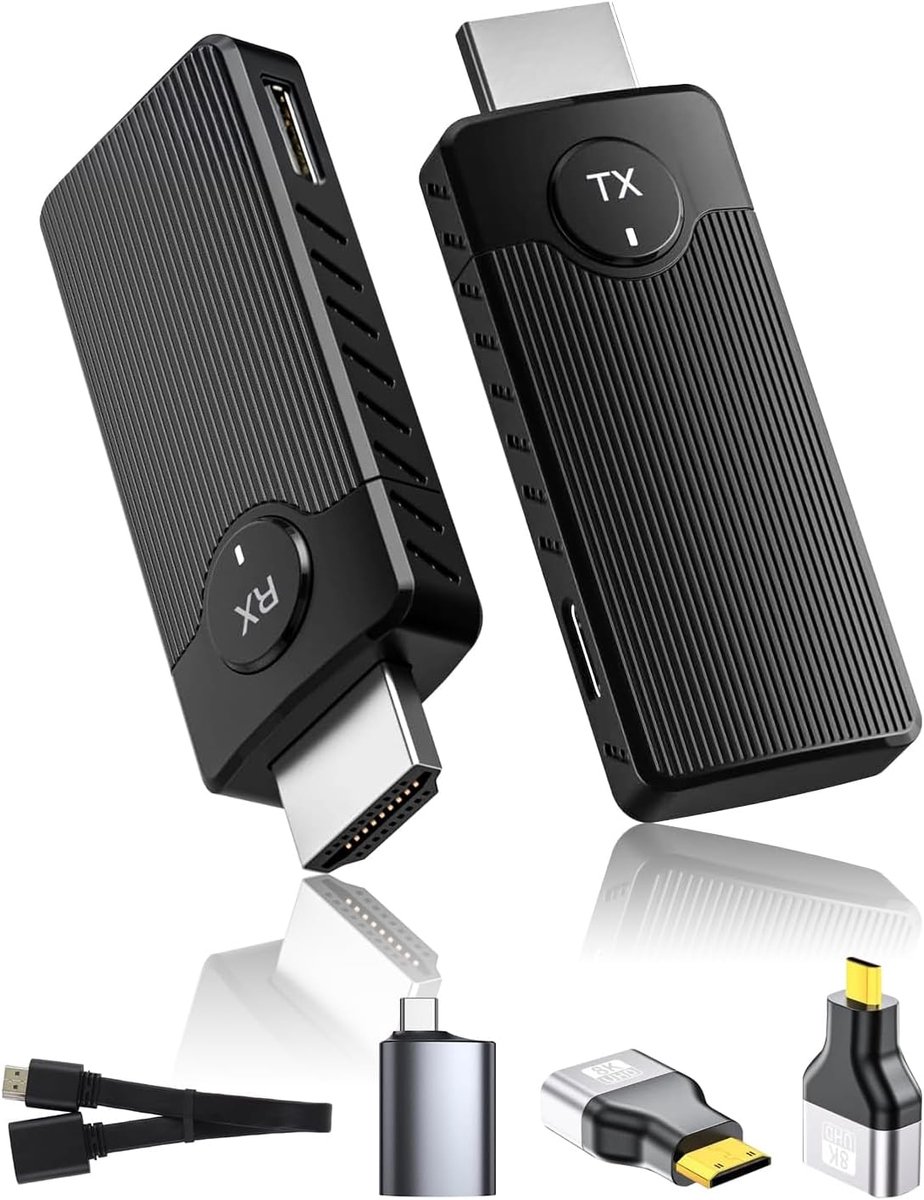 Draadloze HDMI Zender - Video Audio Streamer - Monitor Presentatie - 50 Meter Bereik - 6x6x2 cm