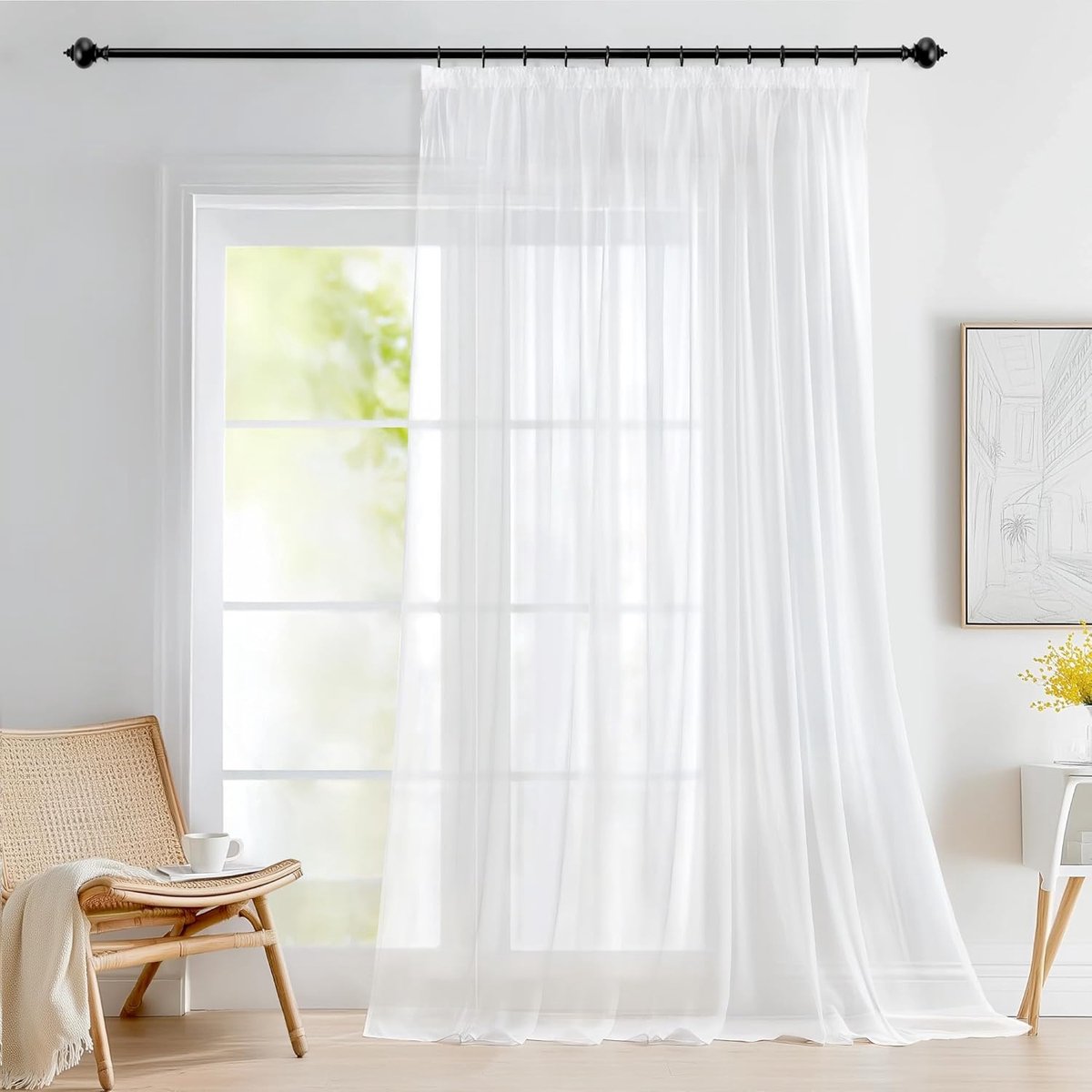 Tule Gordijnstof - Moderne Stijl - Woonkamer Slaapkamer - Lichtfilterend Ademend - 280x160 - Wit