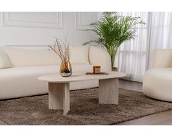 Asir - Salontafel - Atlantisch grenen - Travertijn look - 119 x 60 x 40 cm (L x B x H)