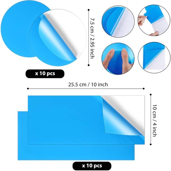 Reparatiepleisters Zwembad - Zelfklevende Patches - Waterdicht Repareren - Onderwater Geschikt - 10x25cm - Blauw — afbeelding 2