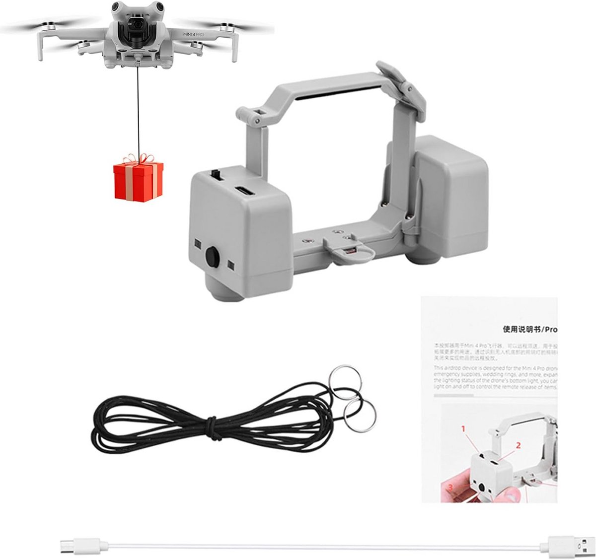 Drone Airdrop Systeem - Leveringsapparaat - Vervoer Levering - Afstandsbediening - 9.1 x 7 cm