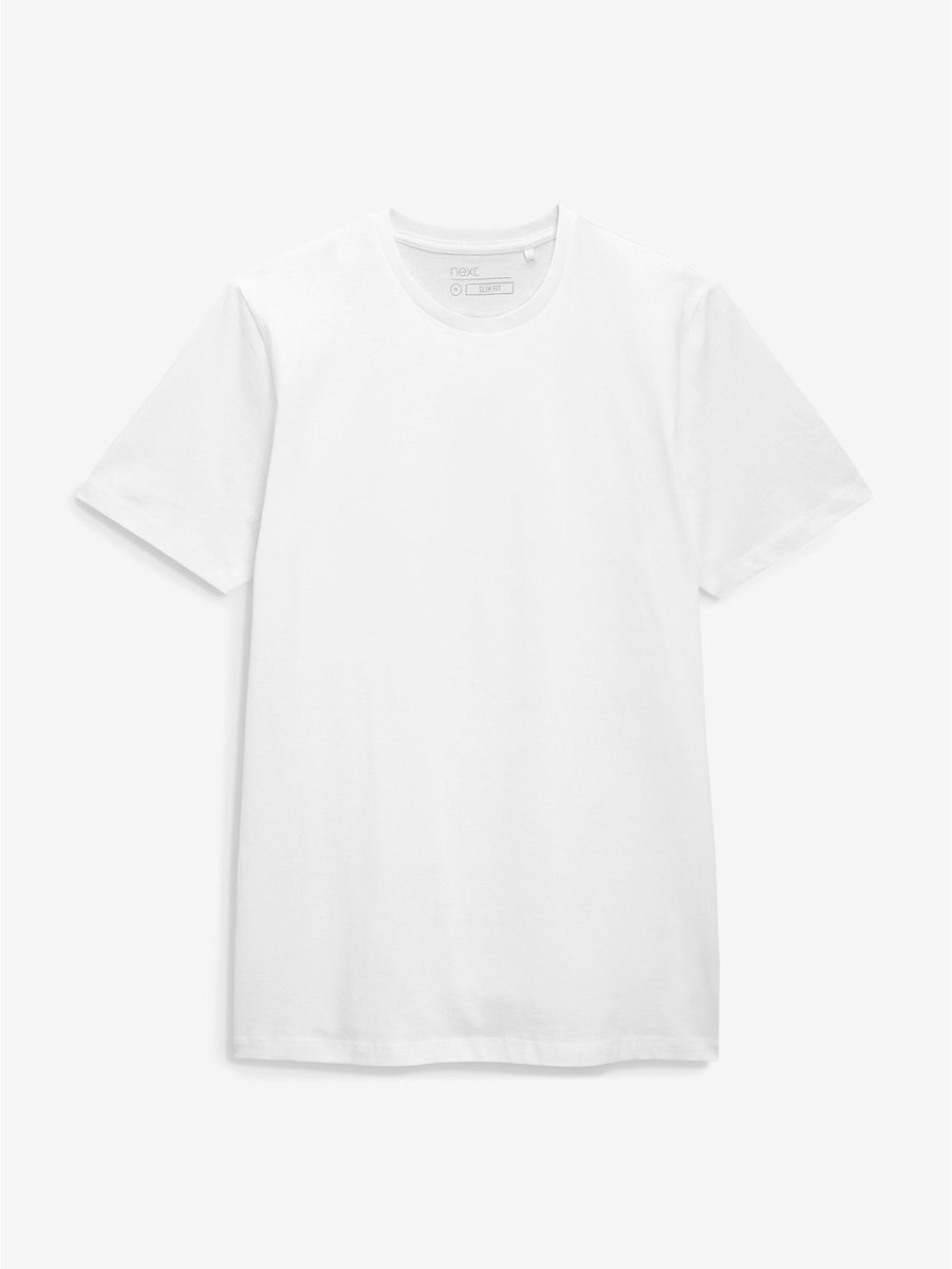 Next - Heren - Onmisbaar katoenen T-shirt met ronde hals en slanke pasvorm - Wit