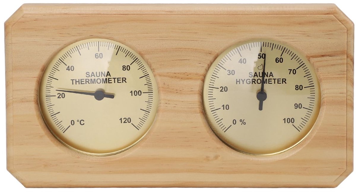 Allecto - Sauna Thermometer - Hygrometer - Nauwkeurige Meting - Houtkleur - Luchtvochtigheid - Temperatuurweergave Sauna - Geschikt voor Sauna's - ...