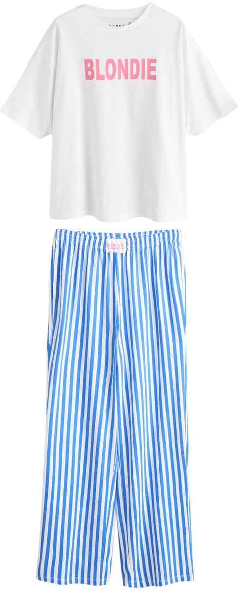 Next Dames - Blondie pyjama met korte mouwen - Tall - Wit White/Blue Stripe