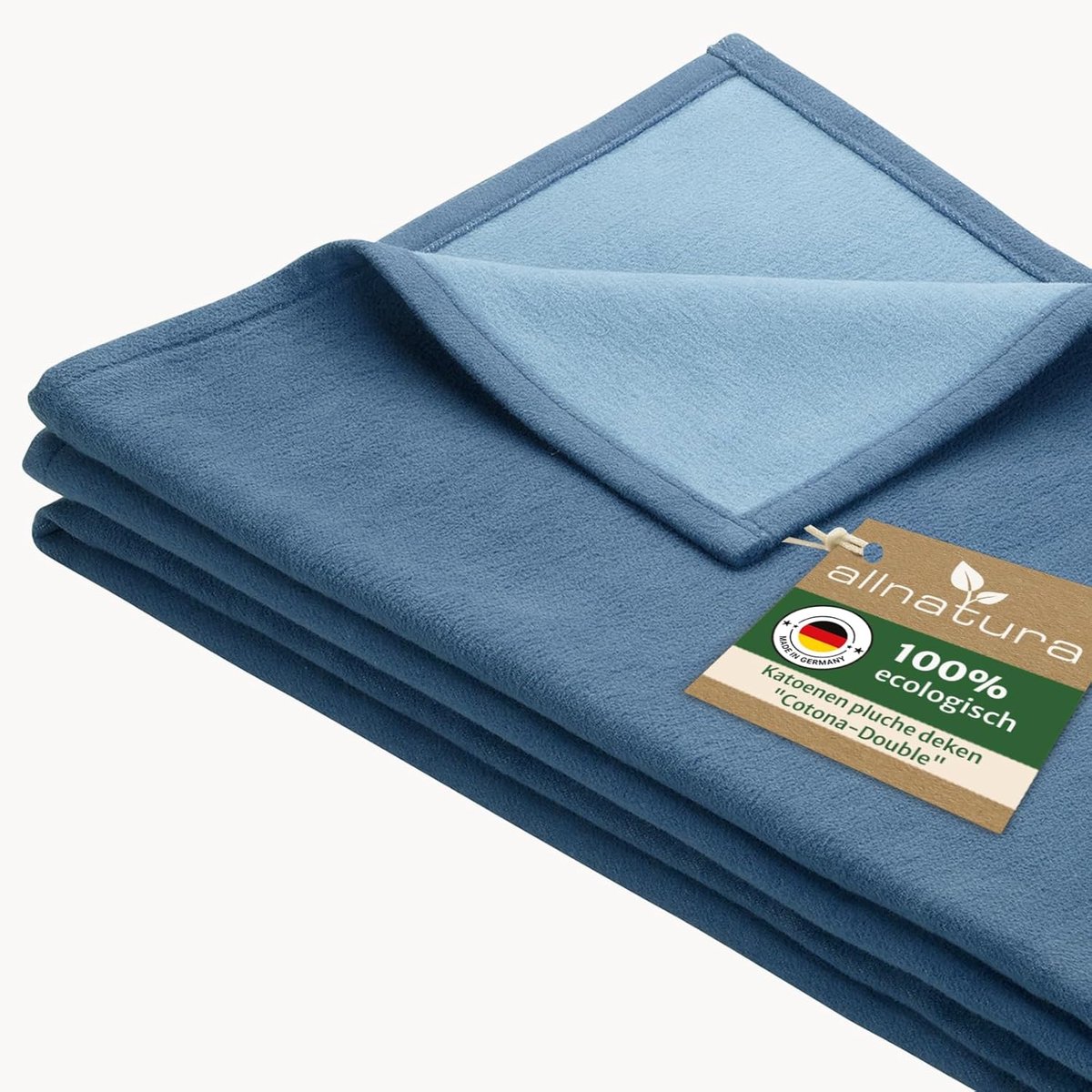 Pluche Dekbed - Zachte Deken - Ontspannen Thuis - 100% Biologisch Katoen - 140x200 cm - Blauw