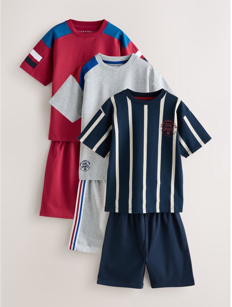 Next - Jongens - Set van 3 korte pyjama's - Grijs