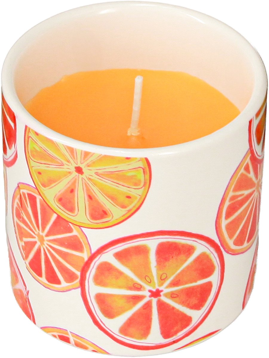 Kaarsen Buiten Keramiek Pot Citronella Fruit H7cm 3st, 3 Stück