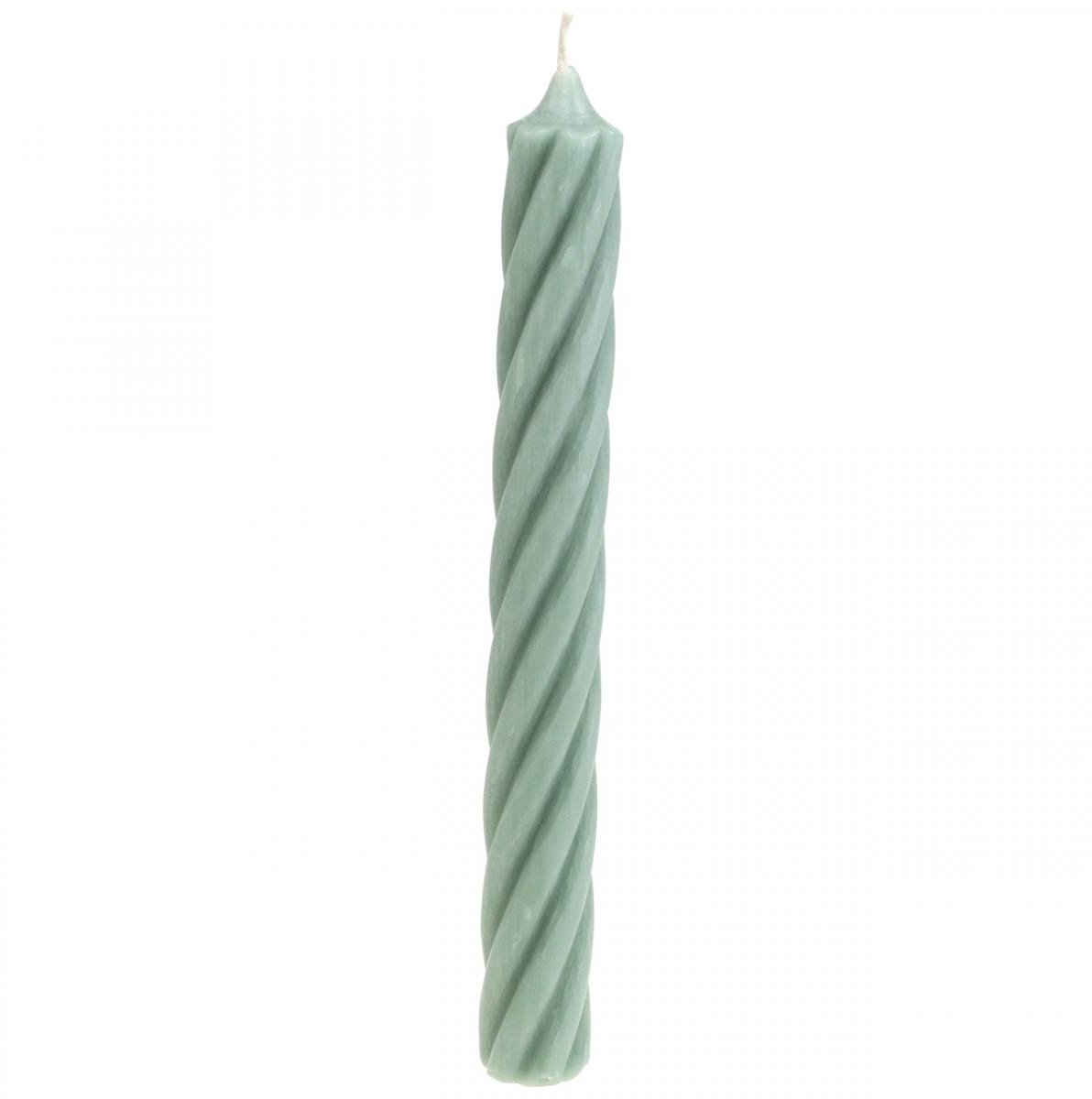 Rustieke kaarsen stokkaarsen groen gekleurd 250/28mm 4 st, 4 Stück