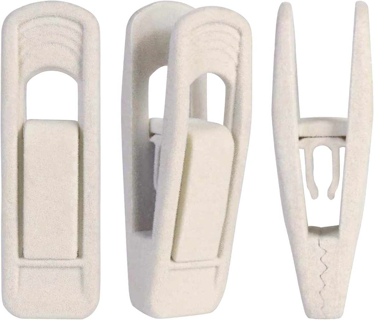 20x Broekhangers Clips Beige Fluweel - Sterke Vingerclips voor Kledinghangers
