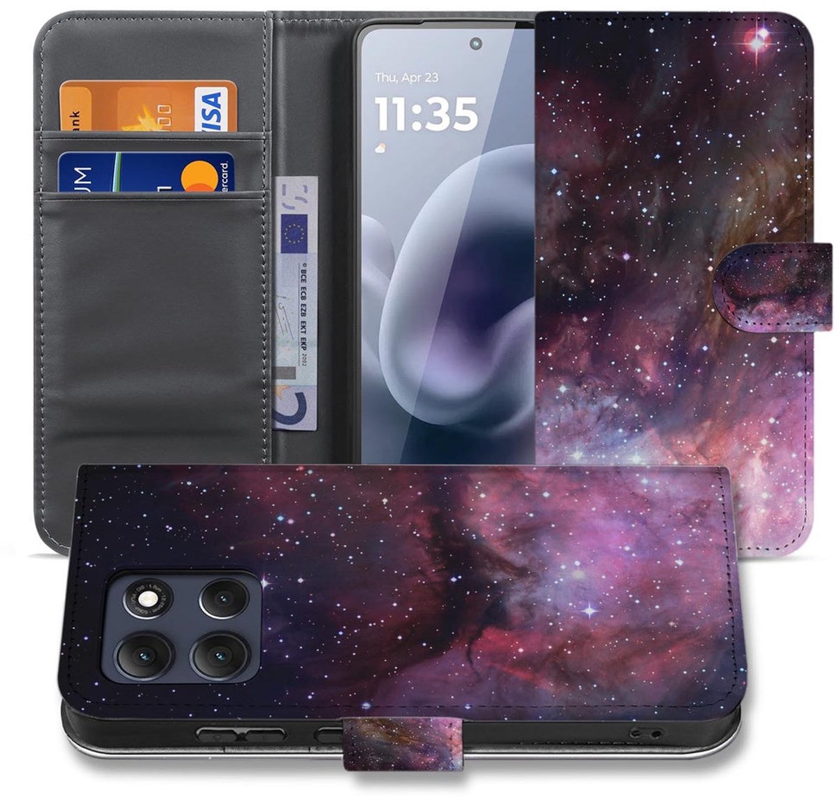 Bookcase Hoesje Motorola Moto G86 Heelal Design
