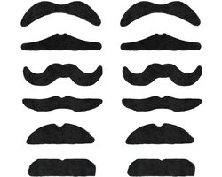 Allecto - Nep snorren set - Verkleedaccessoires - 12 stuks - Carnaval - Plaksnorren voor volwassenen - Diverse stijlen - Geschikt voor feestjes - Z...