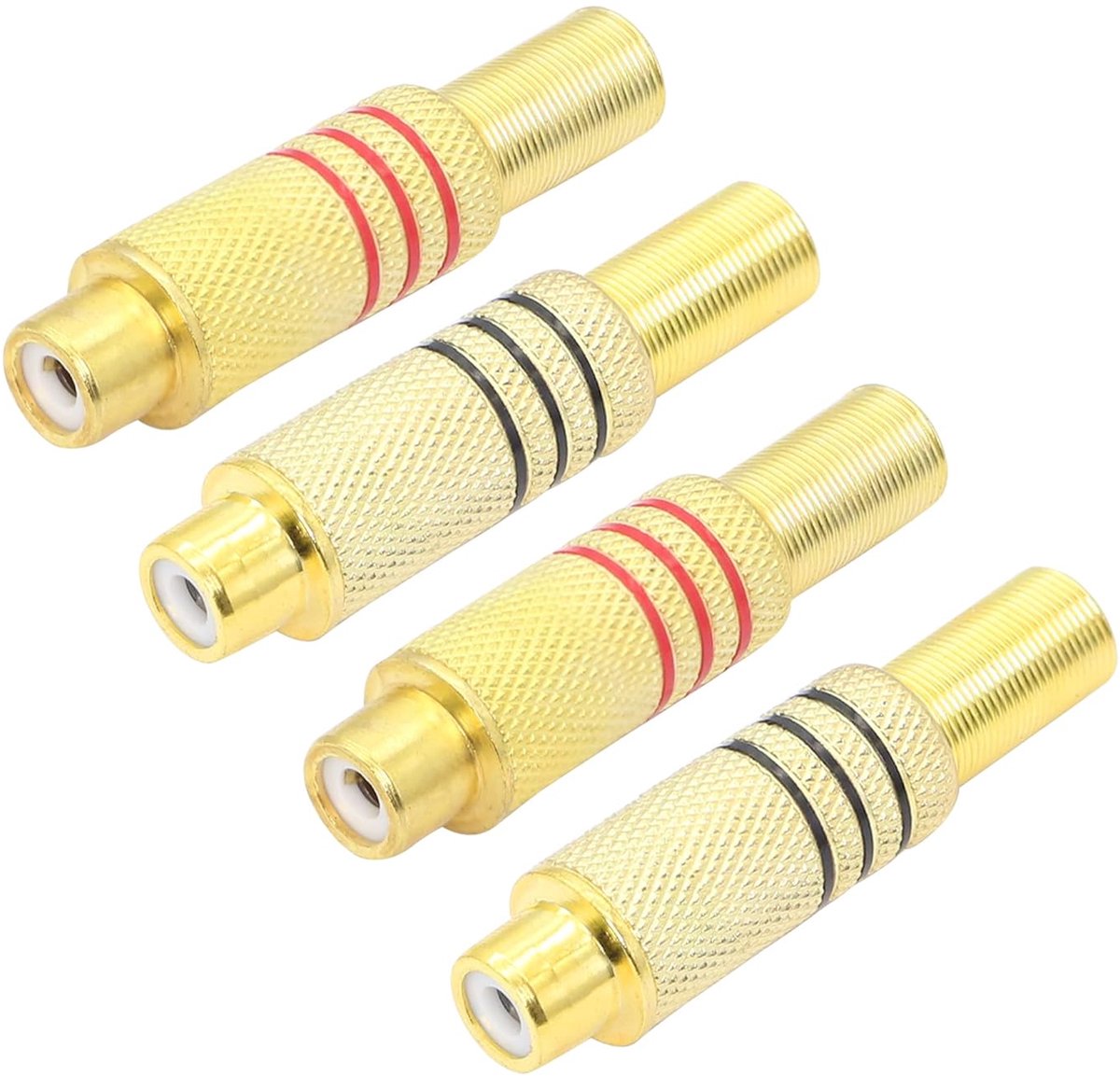 Audio Aansluitingen - Cinch Connectoren - Signaal Overdracht - Vergulde Soldeer Adapter - Voor Kabels tot 6mm - Rood Zwart