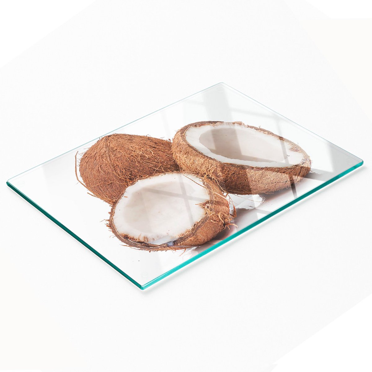 Multifunctionele decoratieve glazen snijplank voor de keuken, kokosnootmotief, 80x52 cm