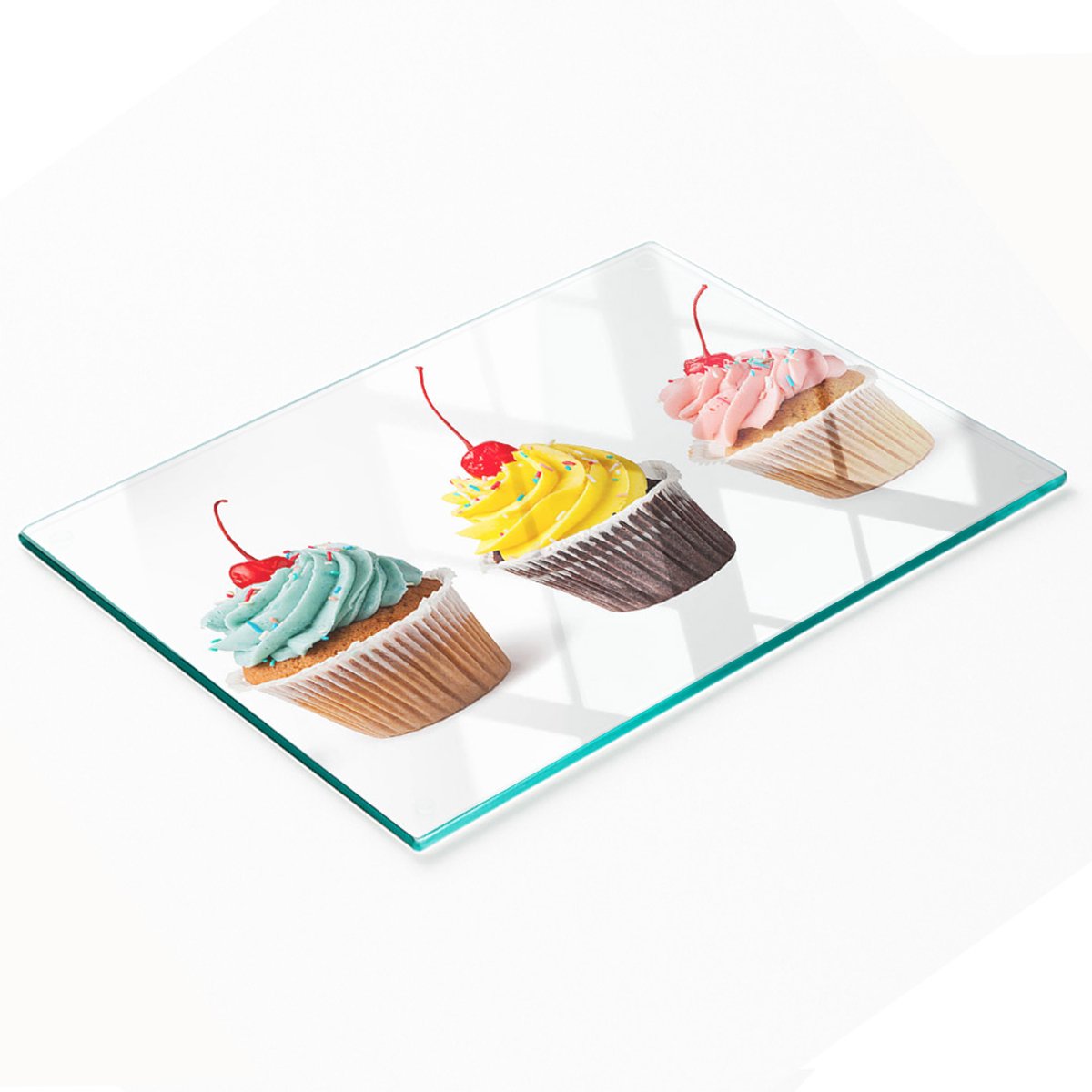 Keuken serveerplank van gehard glas met muffin-afbeeldingen, 80x52 cm