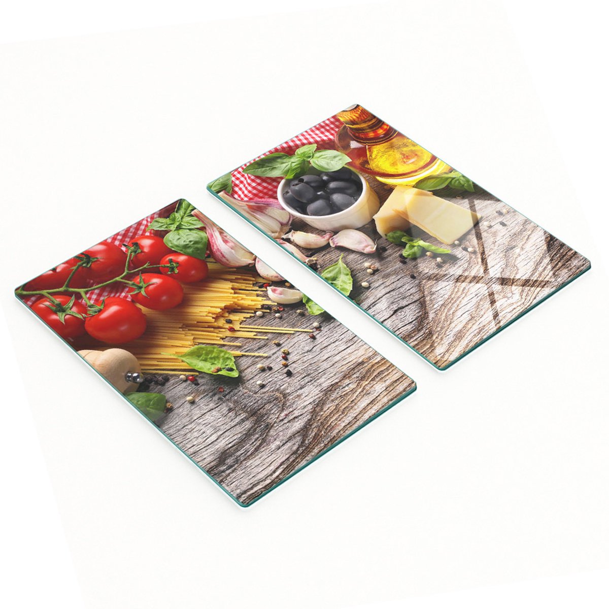Glazen snijplanken met afbeeldingen van Italiaans eten, 2x30x52 cm