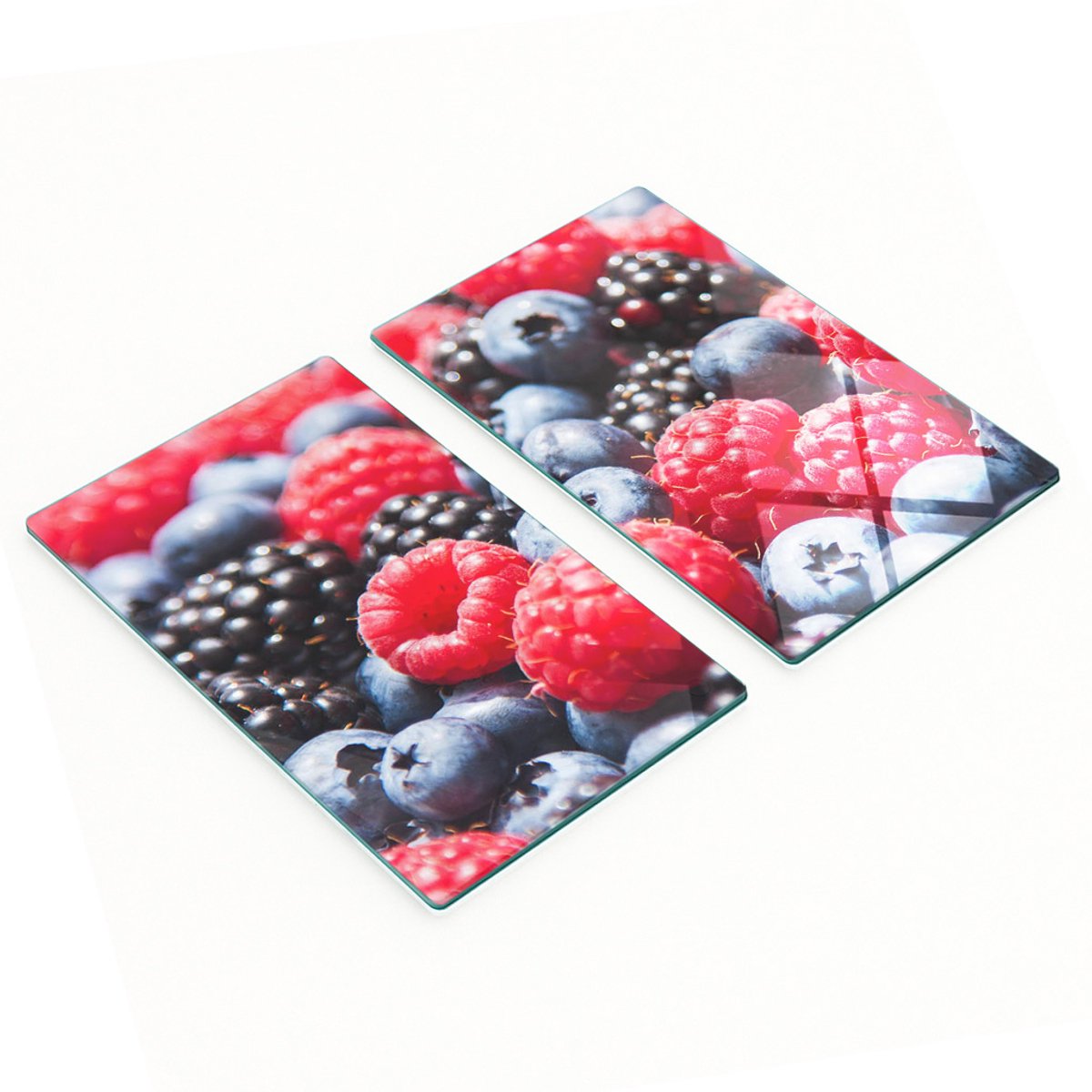 Multifunctionele decoratieve glazen keukenplanken met bosvruchtenmotief, 2x30x52 cm