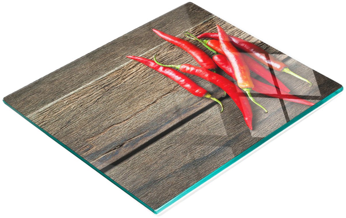 Multifunctionele decoratieve glazen snijplank voor de keuken, chilipepers, 60x52 cm
