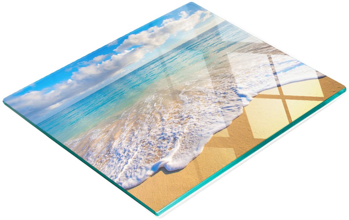 Duurzame en stijlvolle glazen snijplank met Hawaï-strandpatroon 60x52 cm